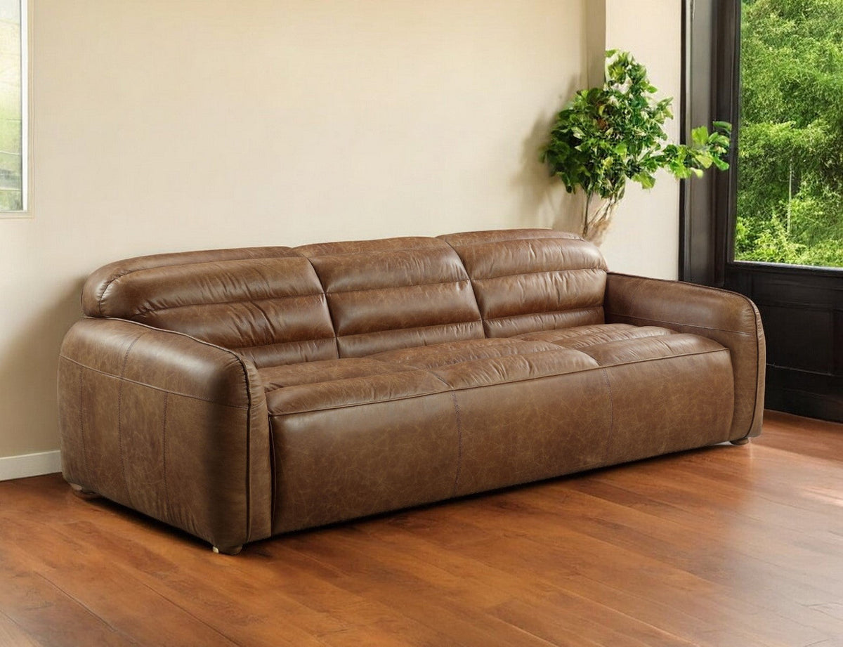 Phillips Leather Sofa – Dark Brown