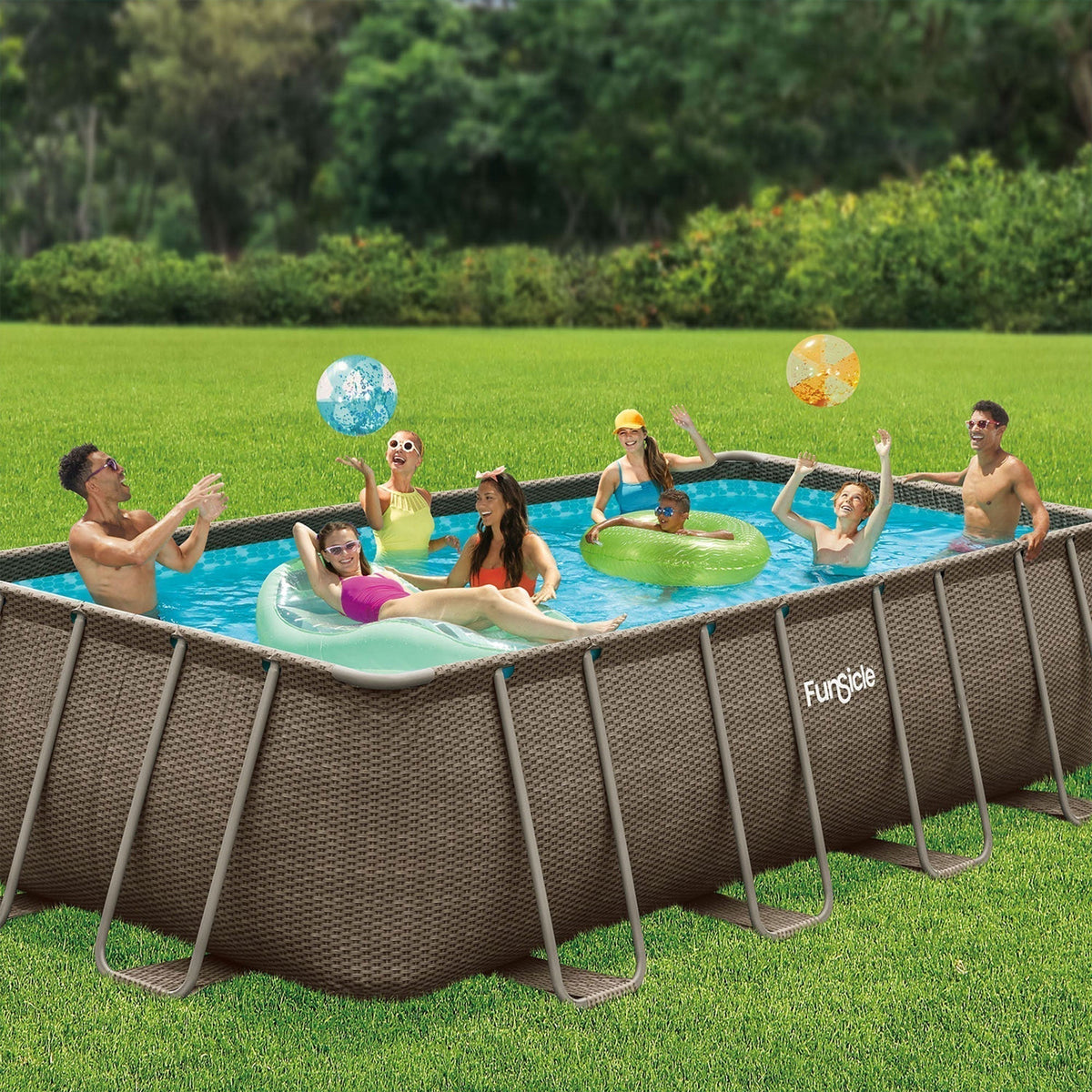 Funsicle 18'x9'x52" Oasis Rectangular Swimming Pool Set with 18' Cover image 9