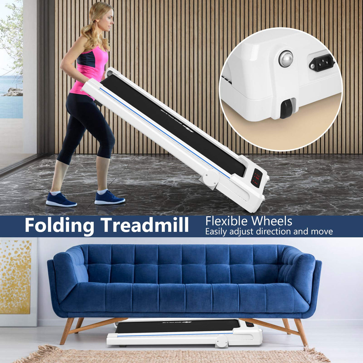 Goplus 3 in 1 Under Desk Treadmill Walking Pad with Removable Desktop