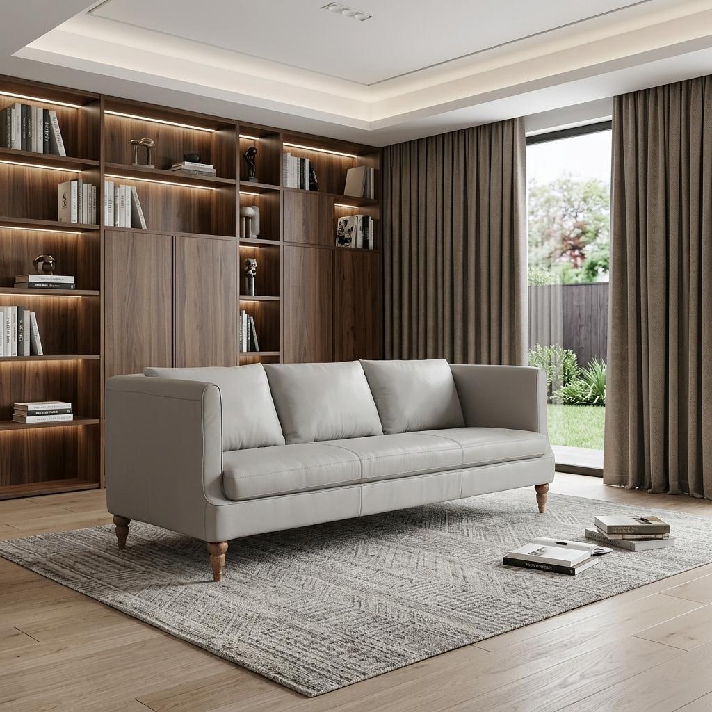 The Ravello – Gray Leather Sofa