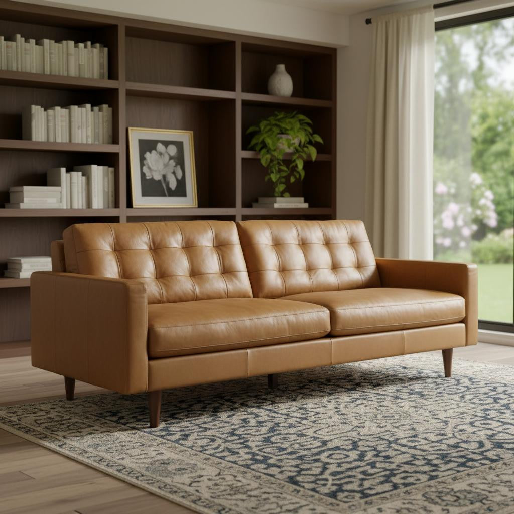 The Bellmore – Brown Leather Sofa