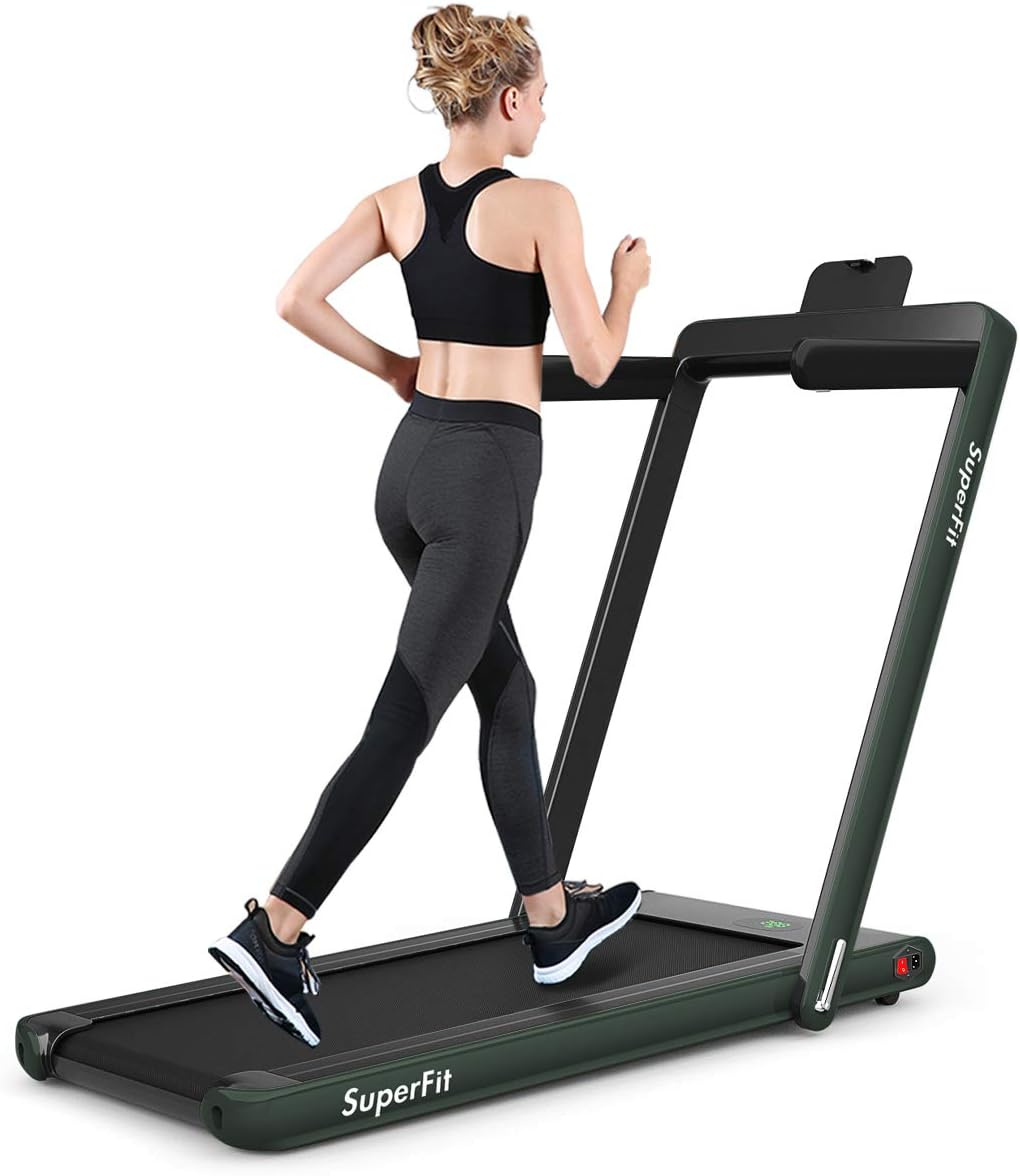 Goplus 2 in 1 Under Desk Treadmill, 2.25HP Superfit Folding Treadmills for Home Office w/Smart APP