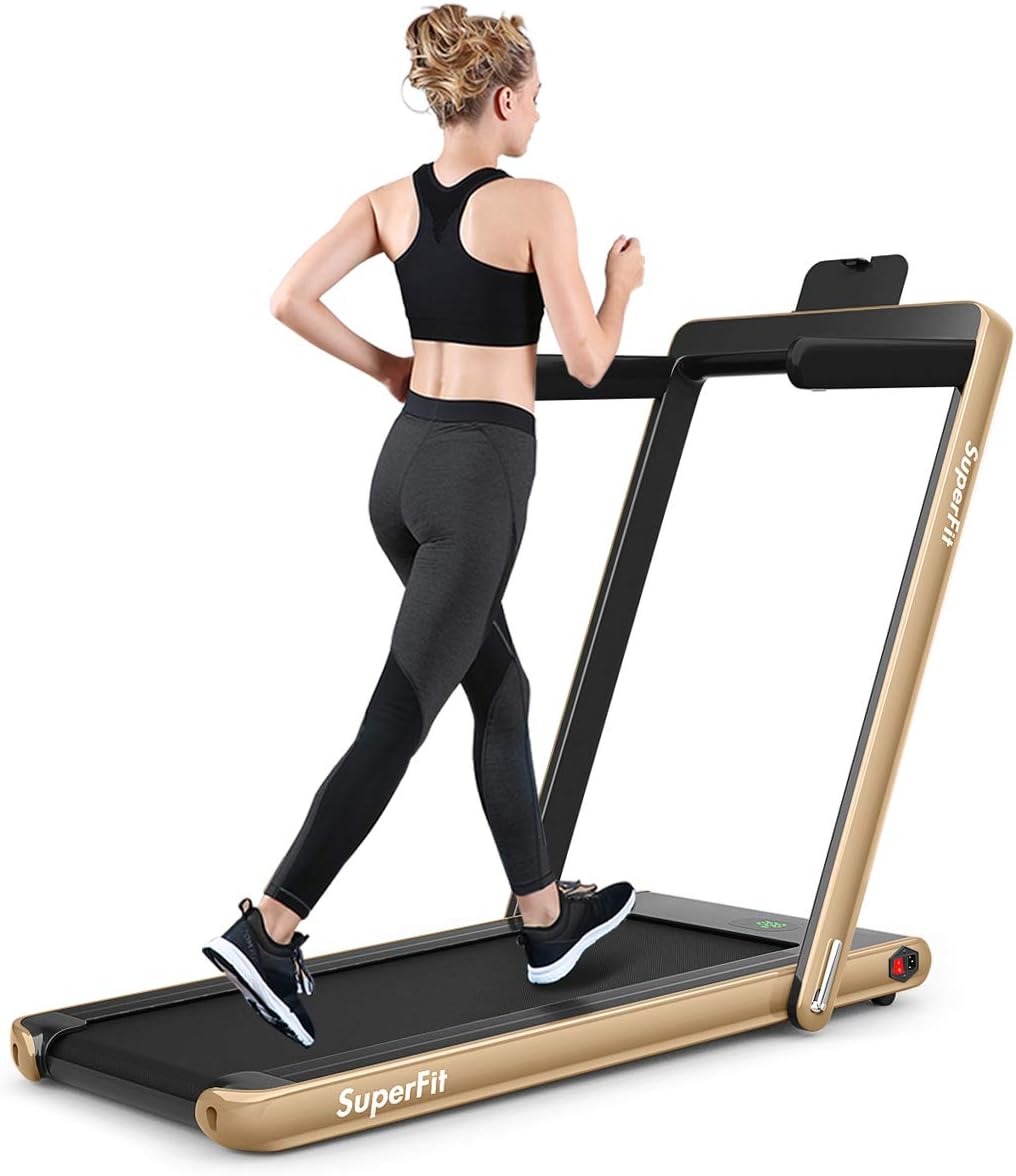 Goplus 2 in 1 Under Desk Treadmill, 2.25HP Superfit Folding Treadmills for Home Office w/Smart APP