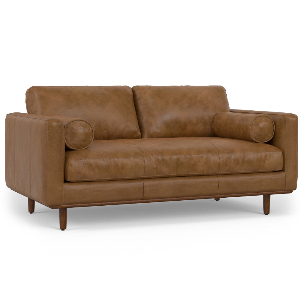 Lennox Leather Sofa with Ottoman – Brown
