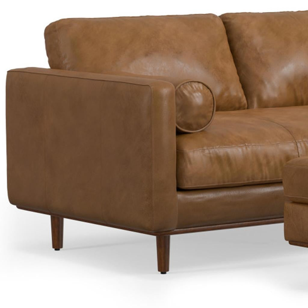 Lennox Leather Sofa with Ottoman – Brown