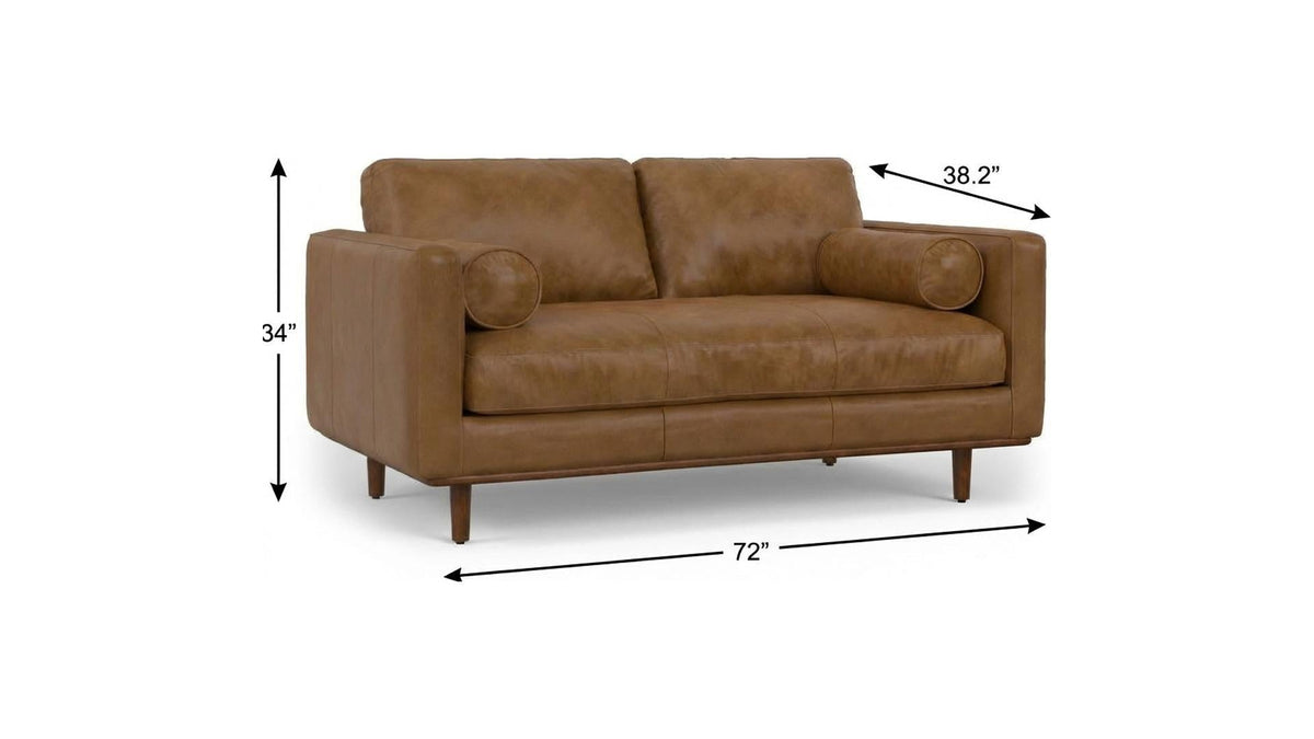Lennox Leather Sofa with Ottoman – Brown