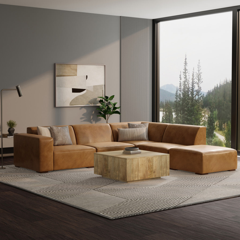 Lennox Leather Sofa with Ottoman – Sienna