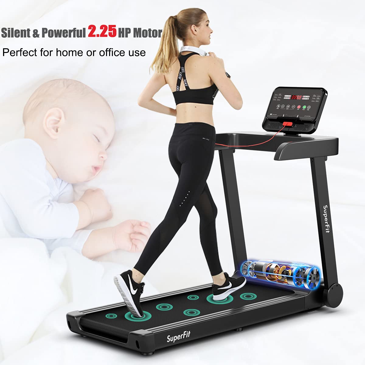 Goplus Heavy Duty Treadmill for Gym, Superfit Electric Treadmill with App Control