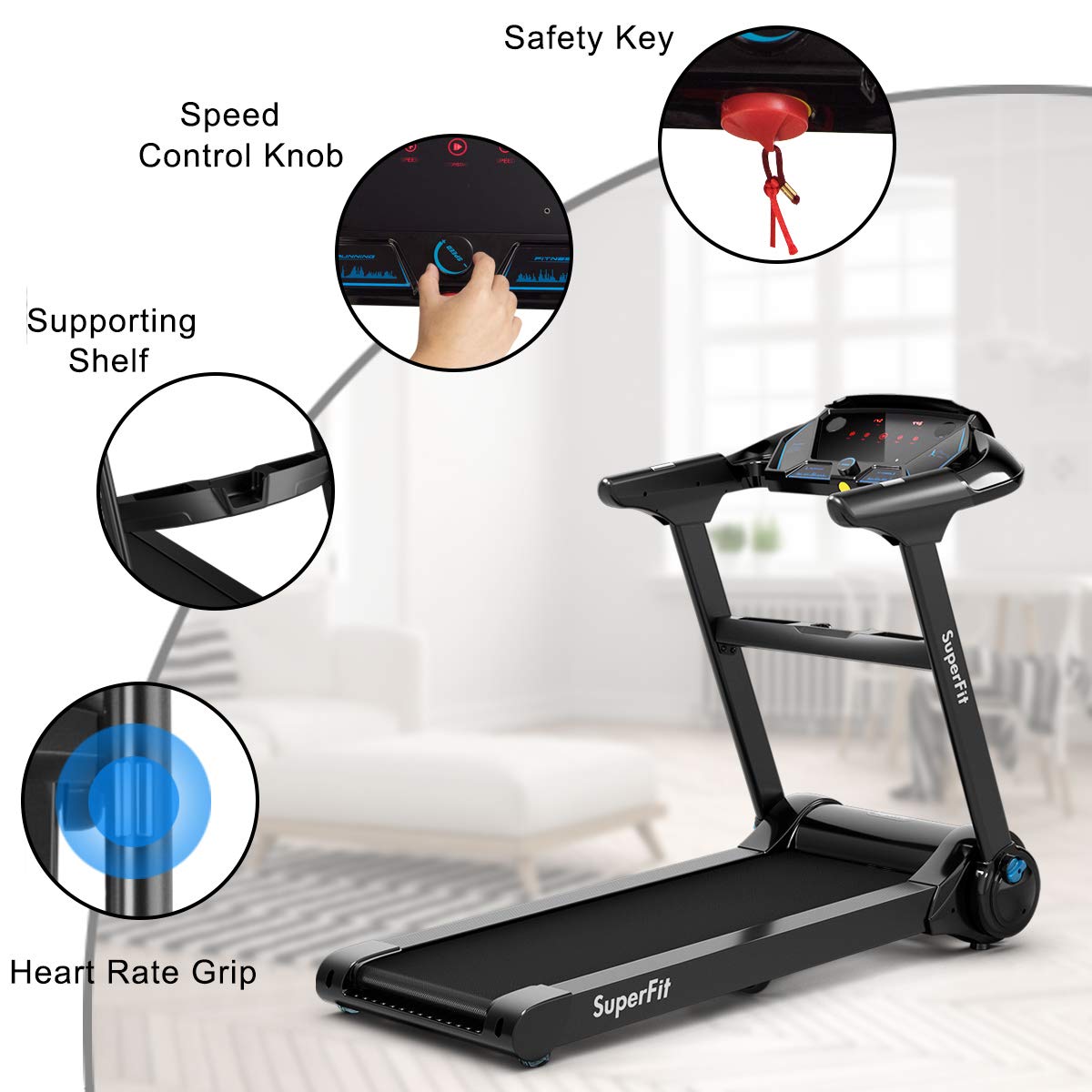 Folding Treadmill, Superfit Electric Portable Treadmill