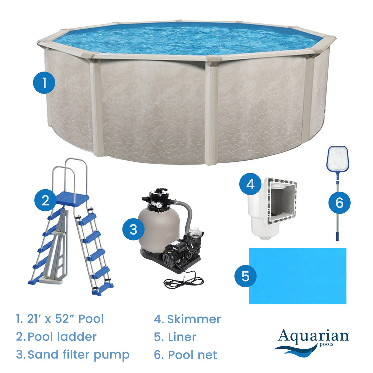 Aquarian Phoenix 21' x 52" Steel Frame Above Ground Swimming Pool Kit with Pump image 3