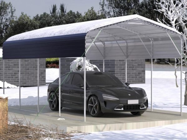 11x19FT Heavy Duty Metal Carport | Galvanized Outdoor Shelter for Cars, Boats Parties