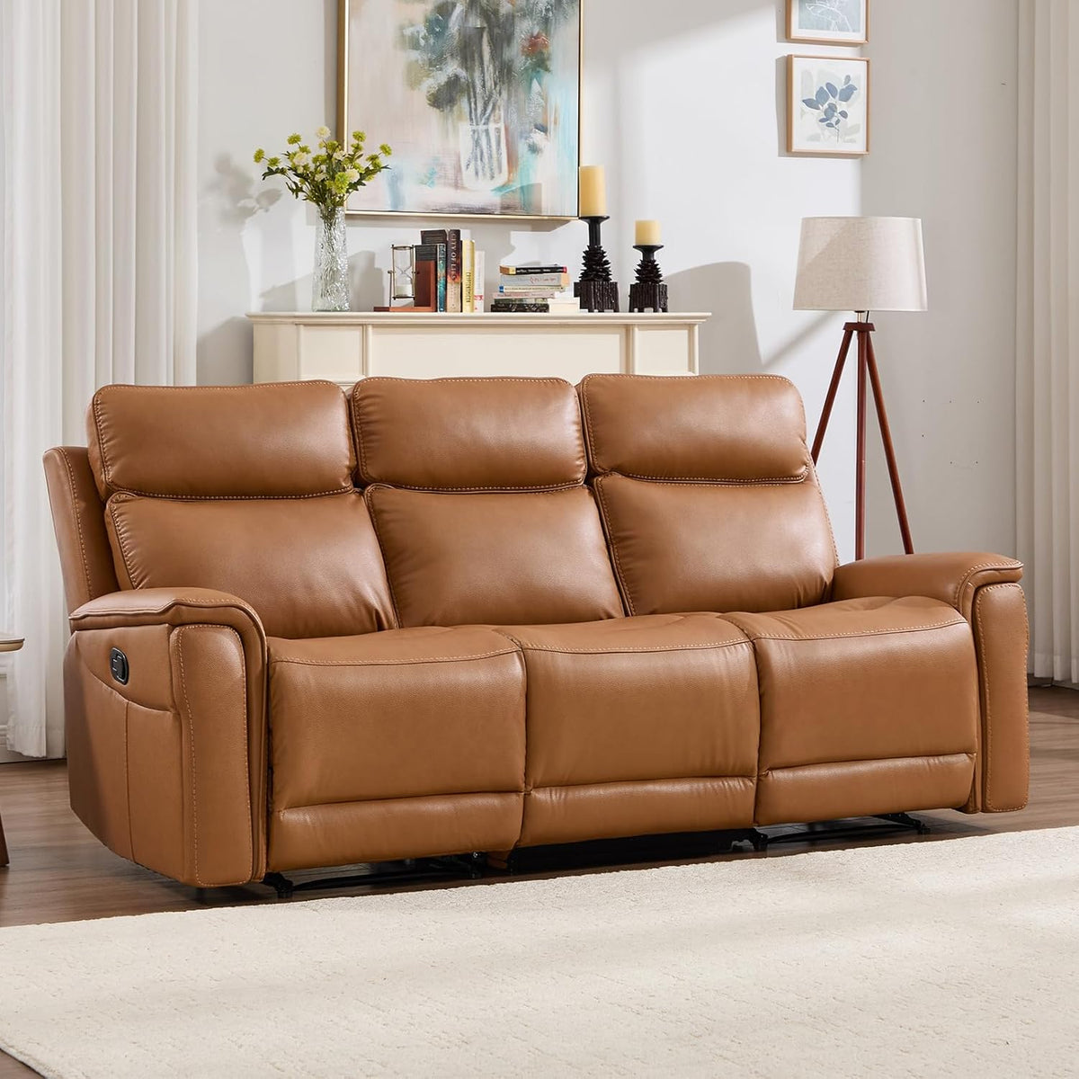 Berk Furniture Outlet 3 Seater Recliner Sofa Manual Faux Leather Reclining Couch with Cup Holder