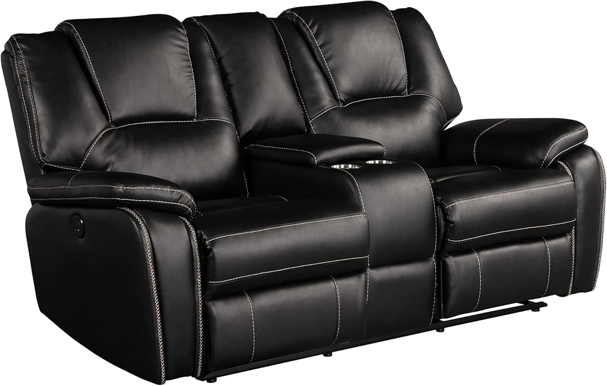 Berk Furniture Outlet Manual Recliner Sofa Set Bonded Leather Reclining Loveseat Couch Living Room Black