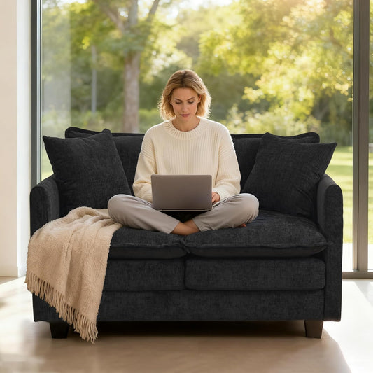 Berk Furniture Outlet Loveseat Sofa Cloud Couch 50 Inch Modern 2 Seat Deep Seat Sofa with Pillows