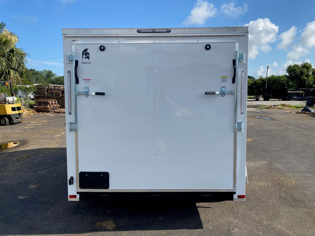 Spartan 12 Enclosed Cargo Trailer Tandem Axle – White Heavy-Duty Cargo Hauler SP7X12TA