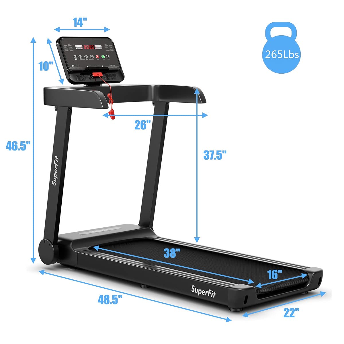 Goplus Heavy Duty Treadmill for Gym, Superfit Electric Treadmill with App Control