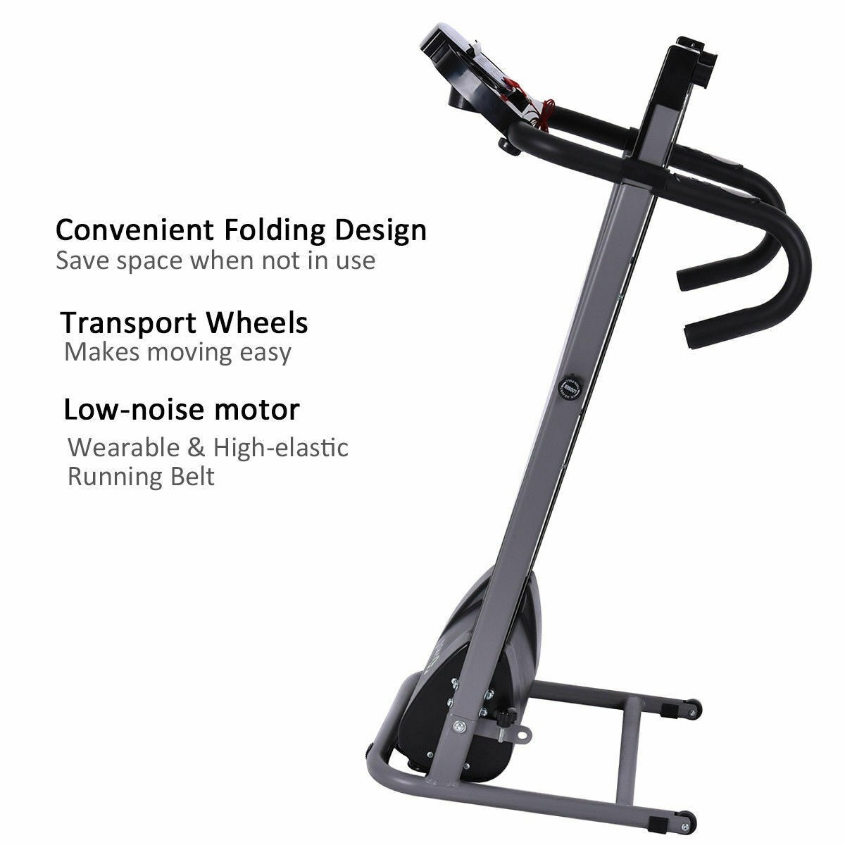 Electric Folding Treadmill with LCD Display and Heart Rate Sensor