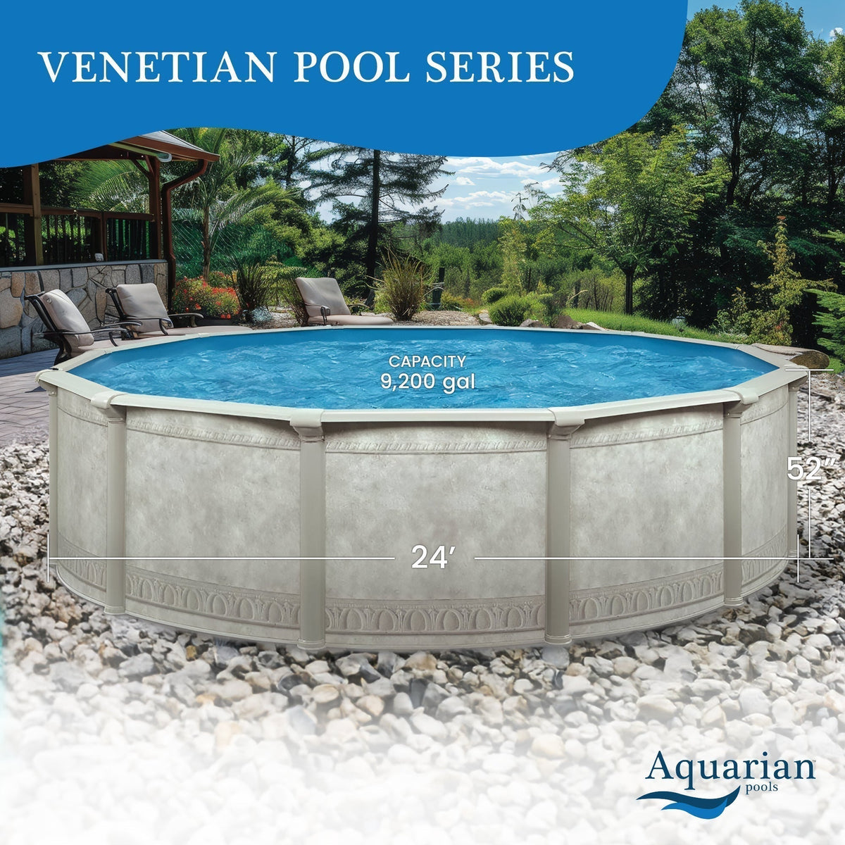 Aquarian Venetian 24ft x 52in Above Ground Swimming Pool with Liner and Skimmer image 1