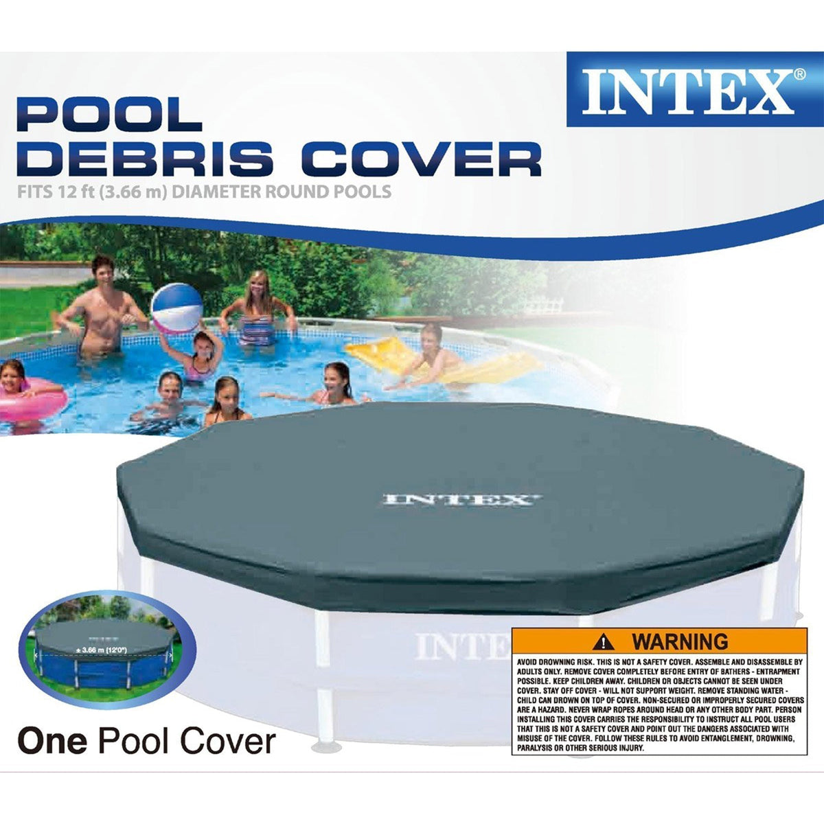 Intex 12 Foot x 30 In. Above Ground Pool & Intex 12 Foot Round Pool Cover image 6
