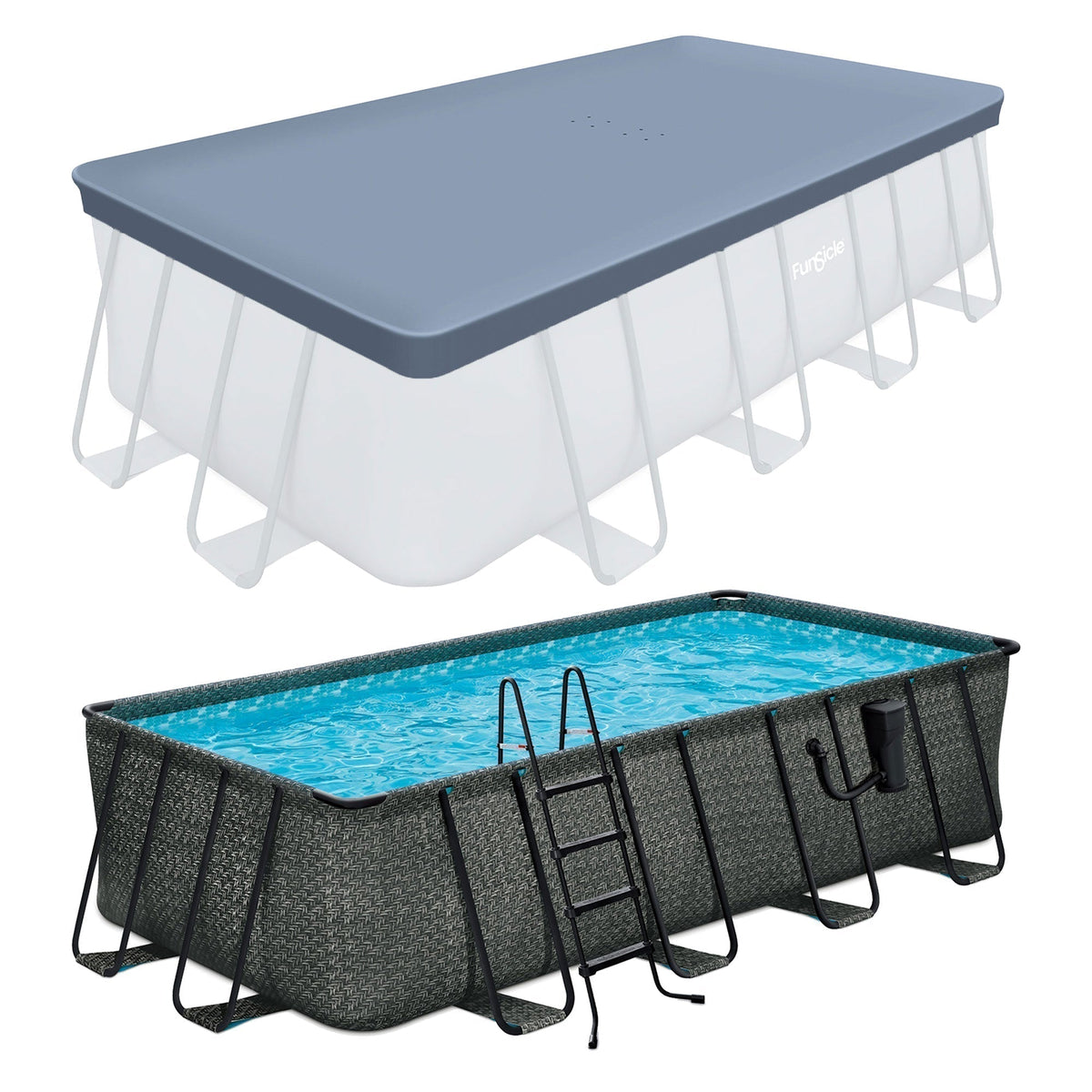 Funsicle 18' x 9' x 52" Oasis Rectangular Swimming Pool Set with 18' Cover image 0