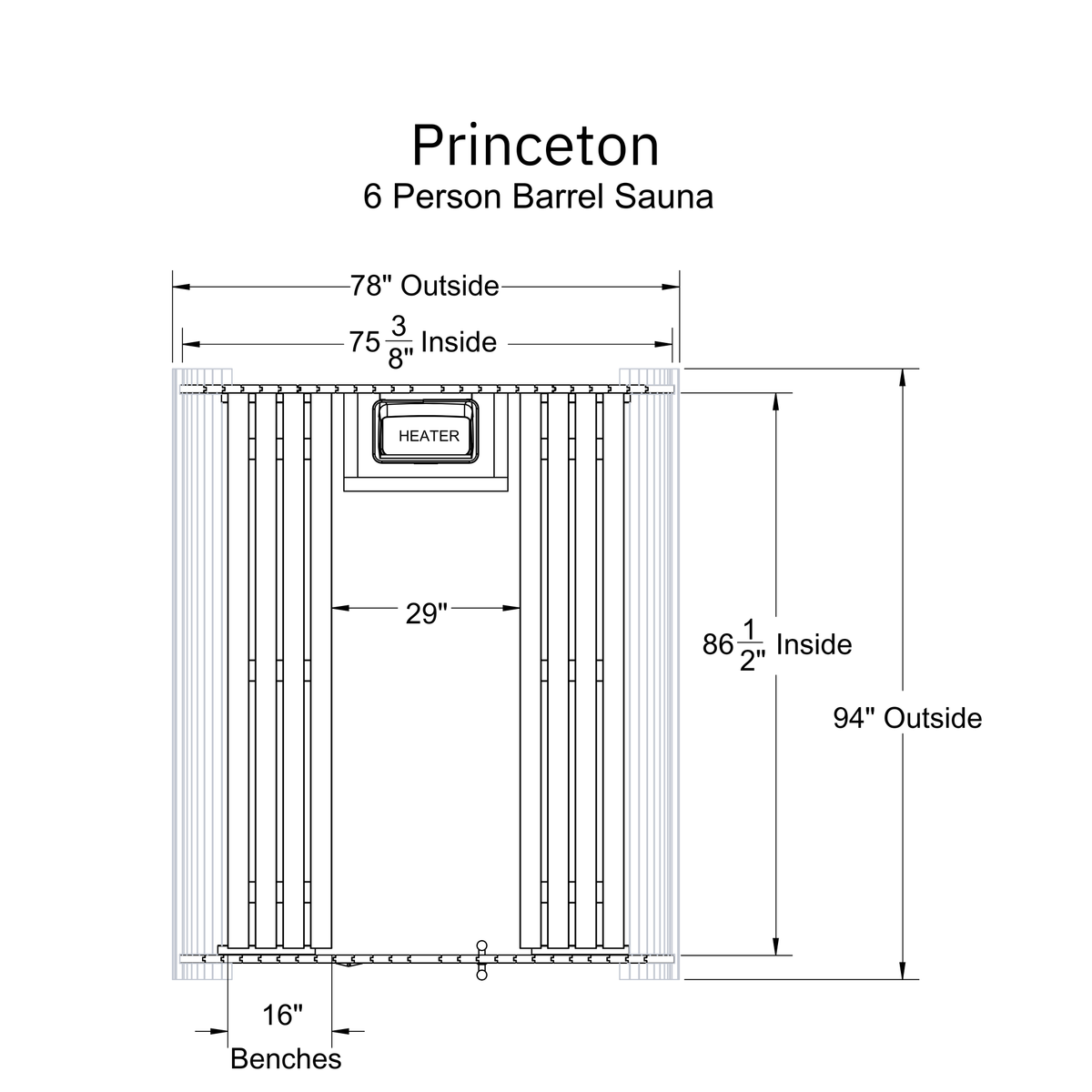 Princeton 6 Person Barrel Sauna