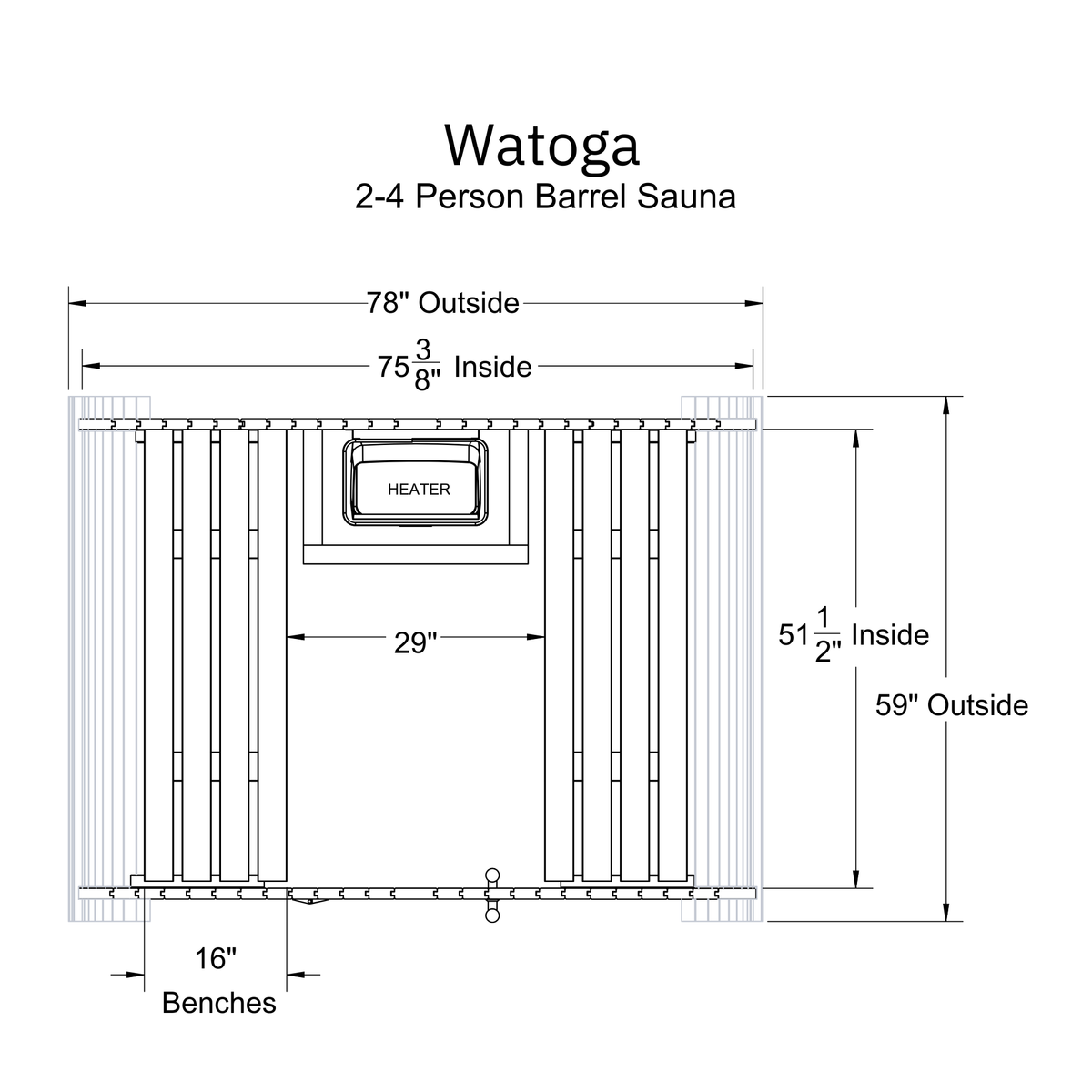 Watoga 2-4 Person Barrel Sauna Kit