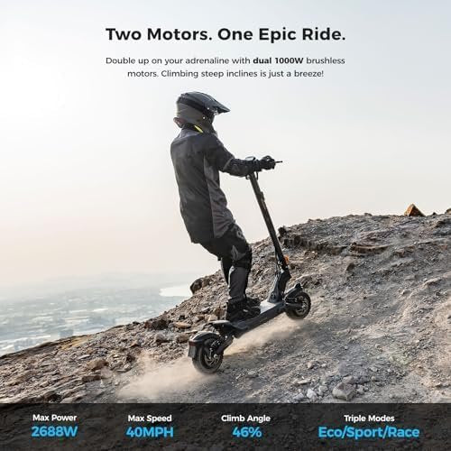 Ausom L2 Max 2000W Dual Motor Electric Scooter for Adults, 56 Miles Max Range Folding Off Road E Scooter