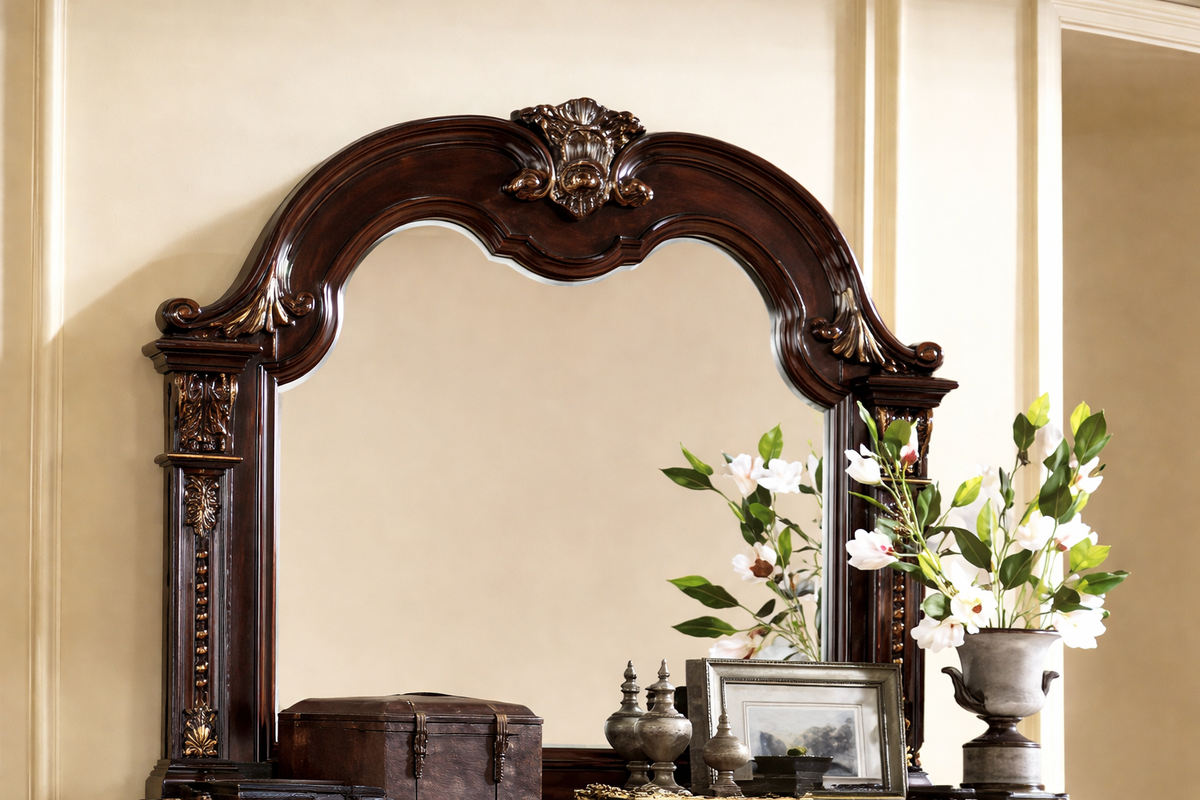 McFerran Home Furnishing B9500 Amber Dark Cherry Tufted Bedroom Set