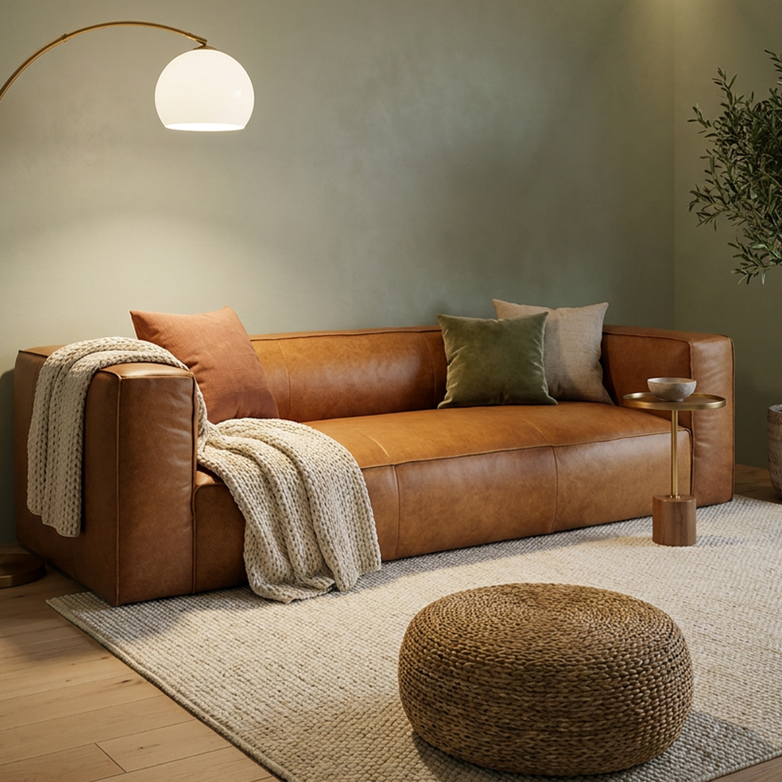 Colton Tan Leather Sofa