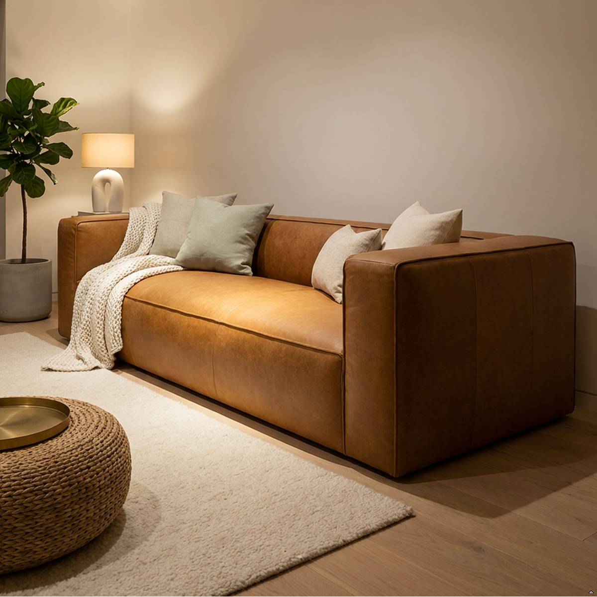 Colton Tan Leather Sofa