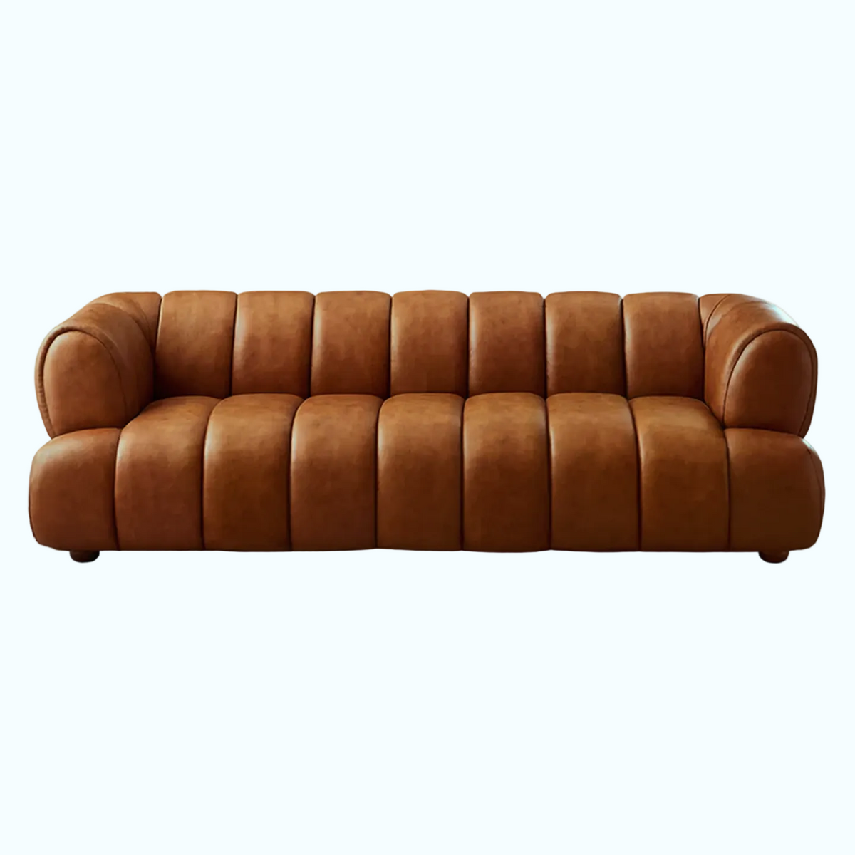 Cognac Top-Grain Leather Sofa
