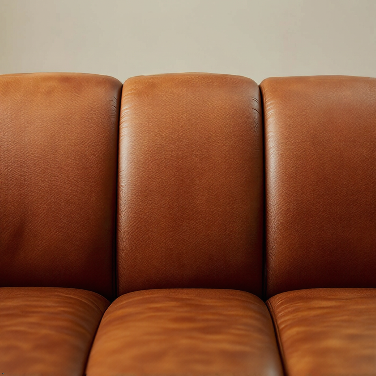 Cognac Top-Grain Leather Sofa