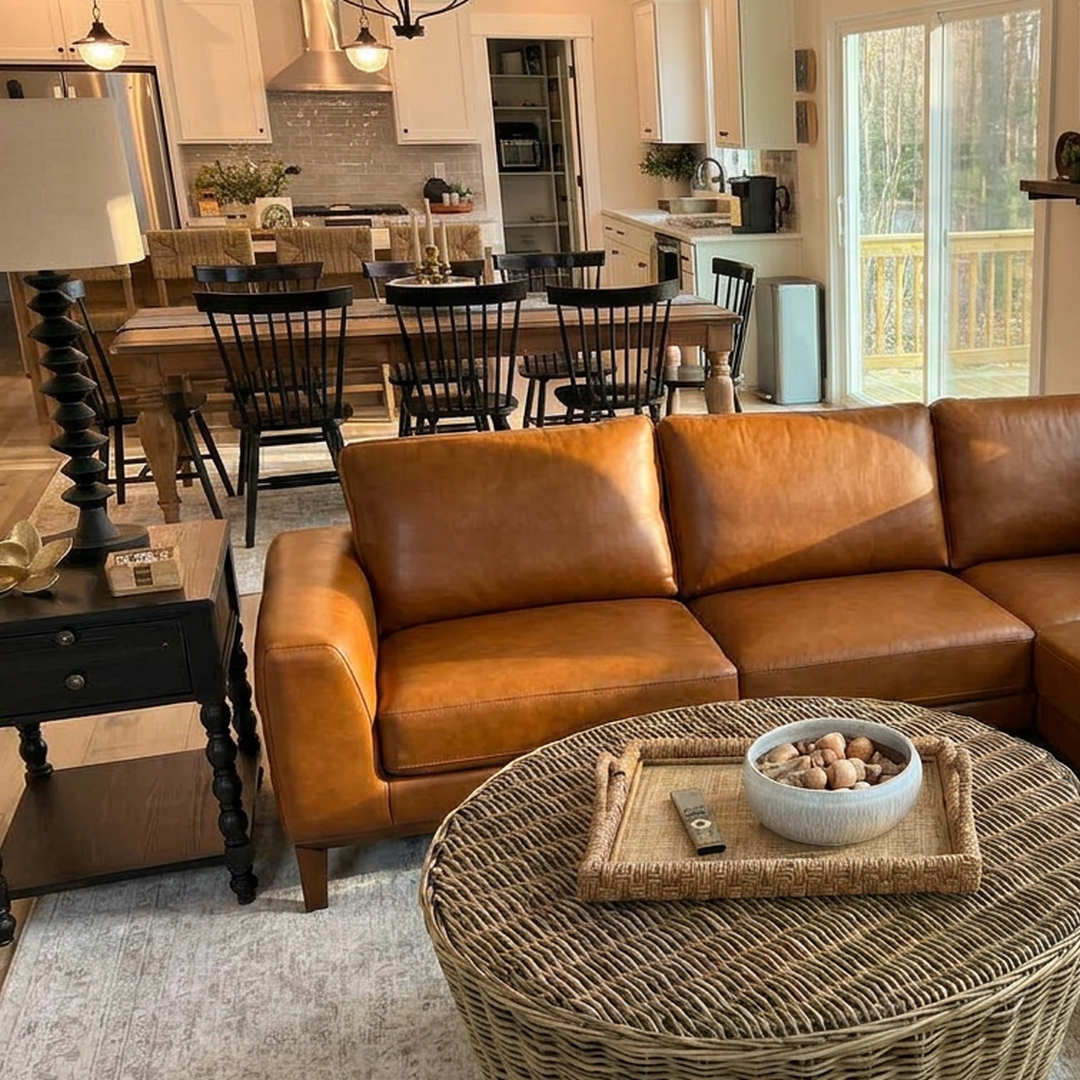Benson Top-Grain Leather Sectional with Chaise