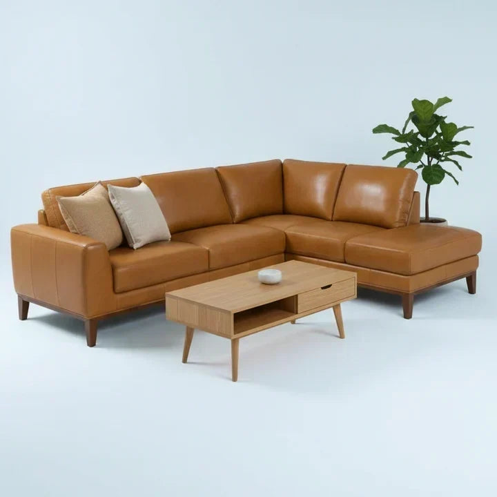 Benson Top-Grain Leather Sectional with Chaise