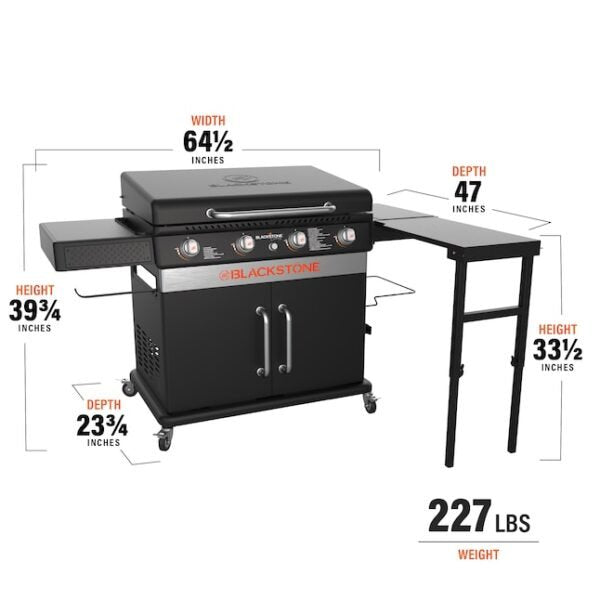 Blackstone 36-in Culinary Cabinet Griddle with Side Table: Versatile Outdoor Cooking in Stainless Steel