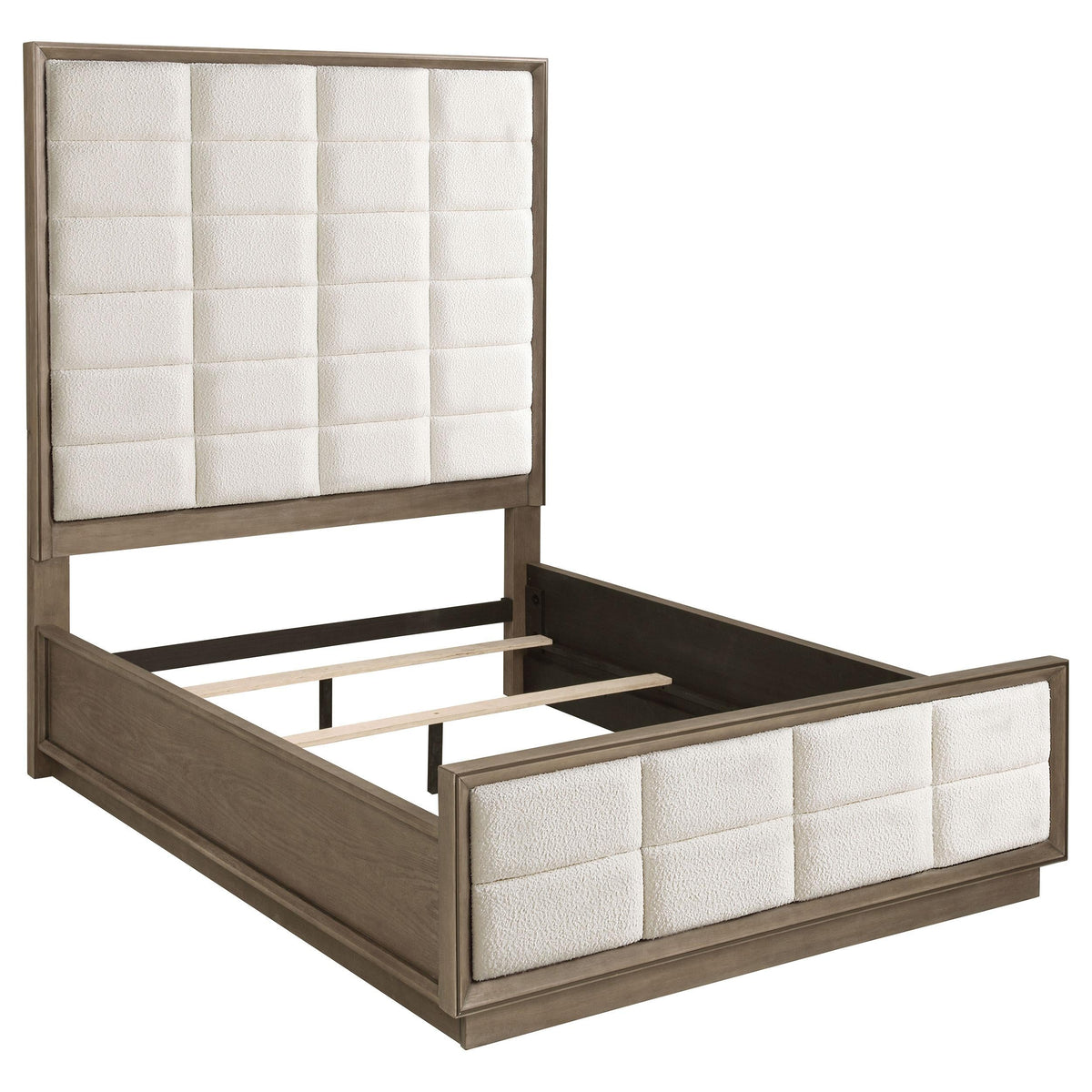 Coaster Fine Furniture Durango Bedroom Set – Grid-Tufted Velvet Headboard & Gold Hardware