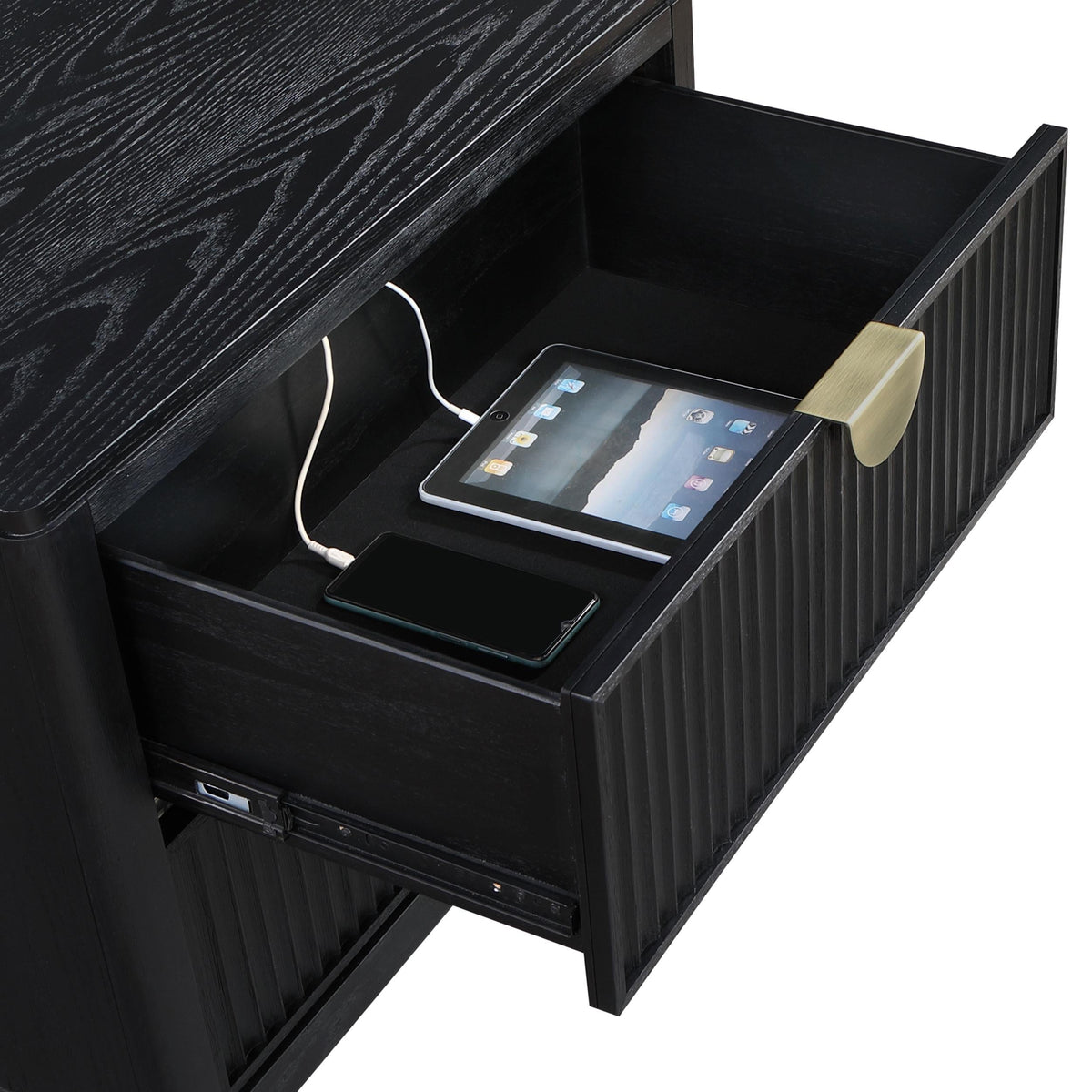 Coaster Fine Furniture Brookmead Modern Bedroom Furniture Set – Wire-Brushed Finish with Fluted Texturing, Golden Demi-Lune Handles, and English Dovetail Craftsmanship