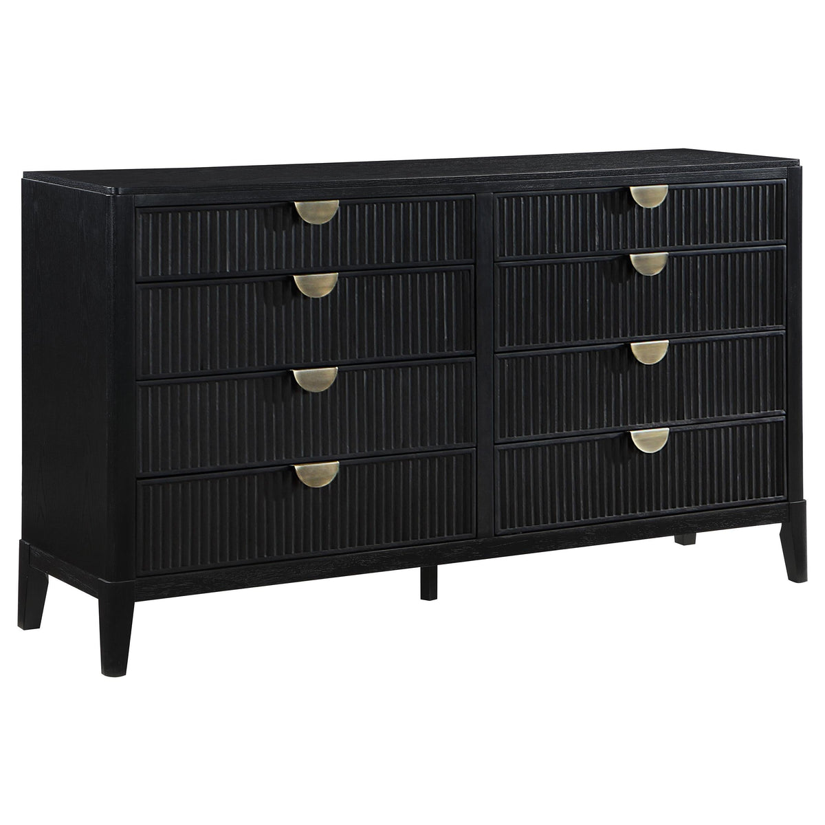 Coaster Fine Furniture Brookmead Modern Bedroom Furniture Set – Wire-Brushed Finish with Fluted Texturing, Golden Demi-Lune Handles, and English Dovetail Craftsmanship