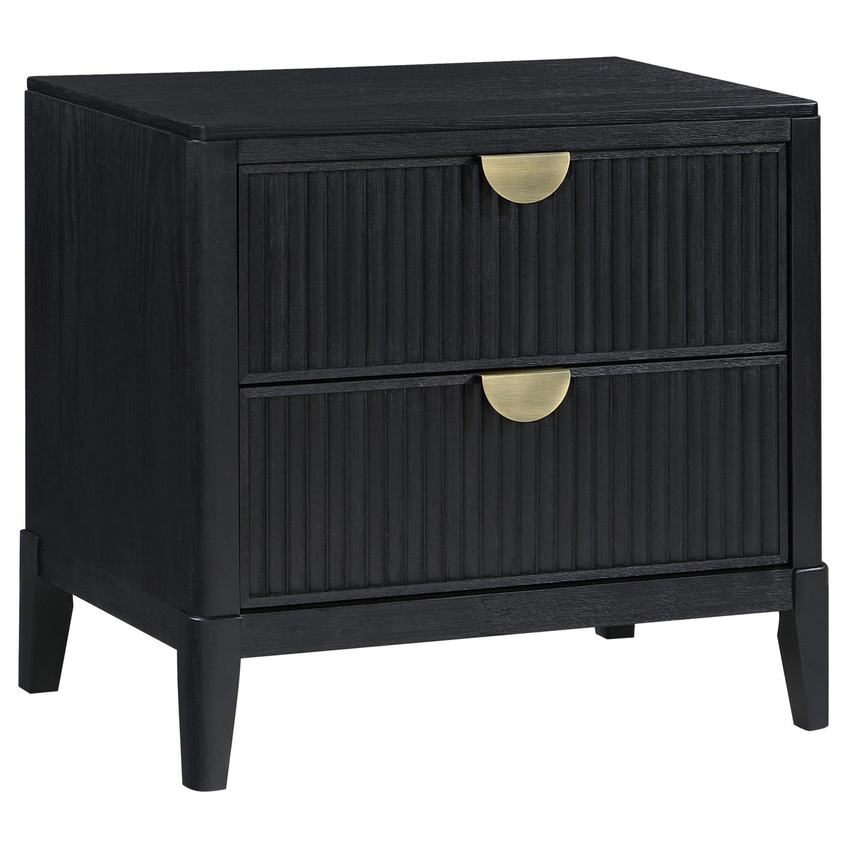 Coaster Fine Furniture Brookmead Modern Bedroom Furniture Set – Wire-Brushed Finish with Fluted Texturing, Golden Demi-Lune Handles, and English Dovetail Craftsmanship