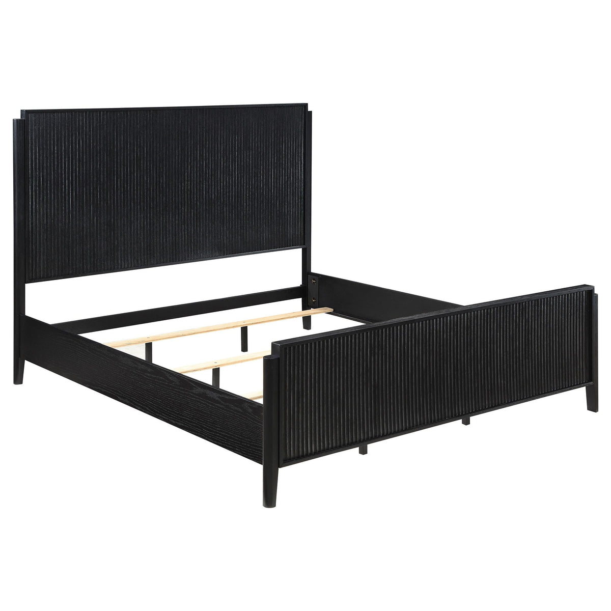 Coaster Fine Furniture Brookmead Modern Bedroom Furniture Set – Wire-Brushed Finish with Fluted Texturing, Golden Demi-Lune Handles, and English Dovetail Craftsmanship
