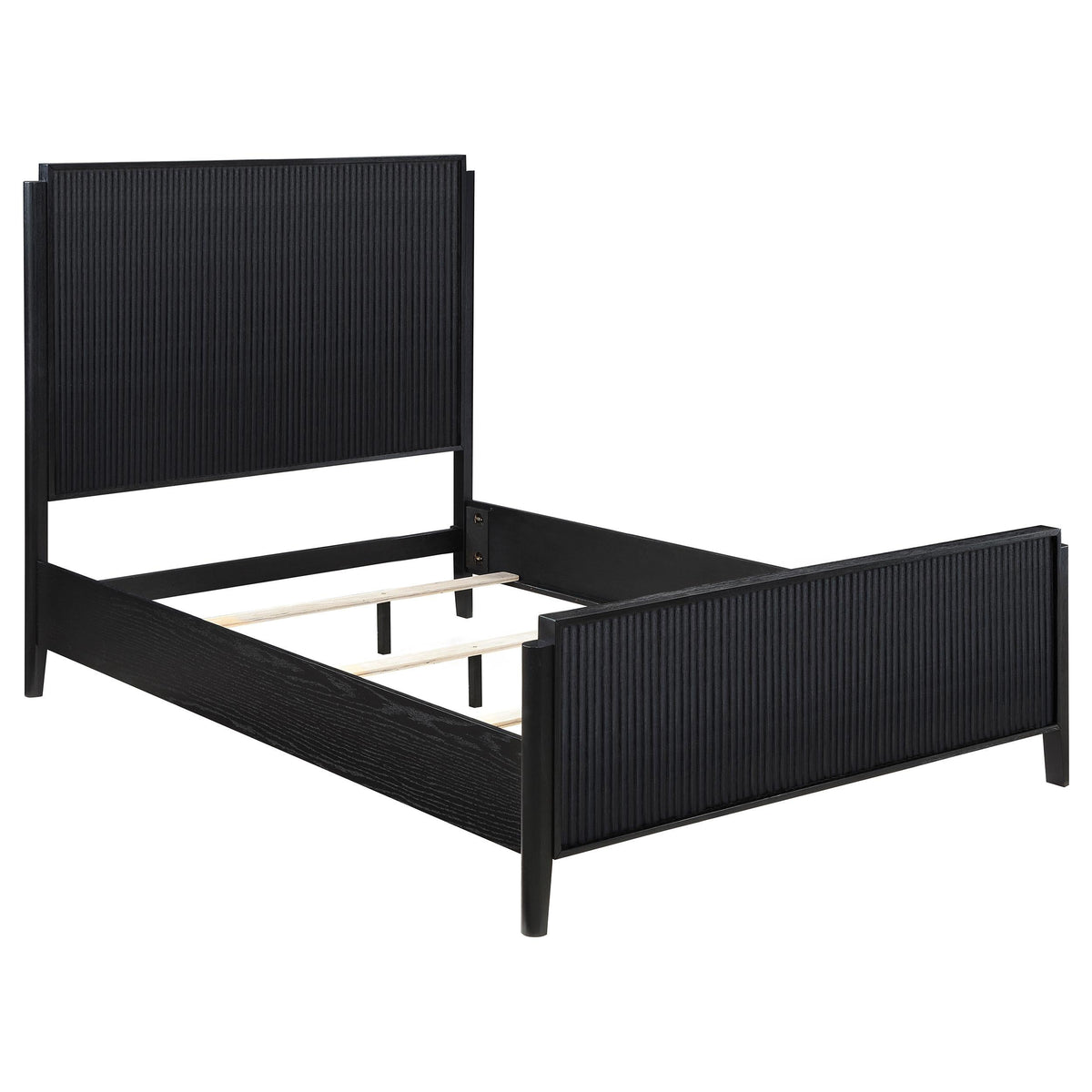 Coaster Fine Furniture Brookmead Modern Bedroom Furniture Set – Wire-Brushed Finish with Fluted Texturing, Golden Demi-Lune Handles, and English Dovetail Craftsmanship