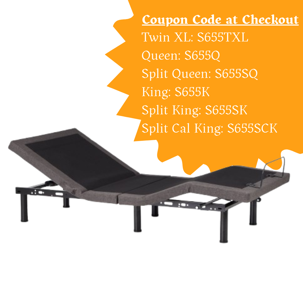 Malouf S655 Smart Adjustable Bed Base - Precision Head Tilt & Dual Massage