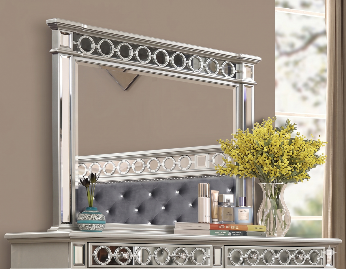 McFerran Home Furnishing B1689 Silver & Grey Velvet Bedroom Set