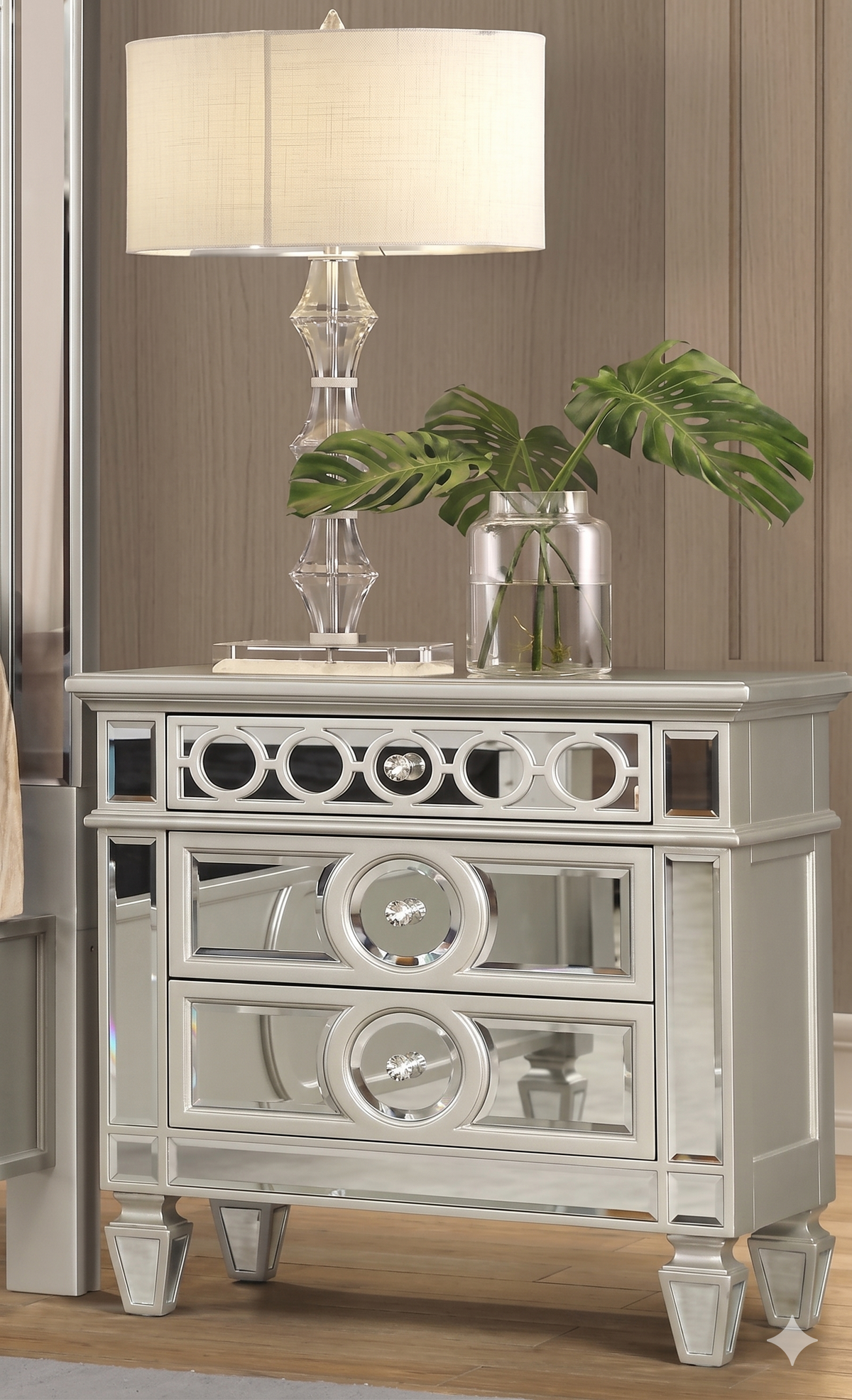 McFerran Home Furnishing B1689 Silver & Grey Velvet Bedroom Set