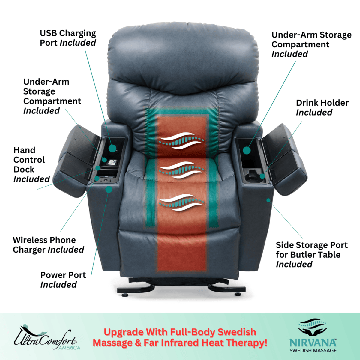 UltraComfort Maya UC566 Small Power Lift Chair Recliner