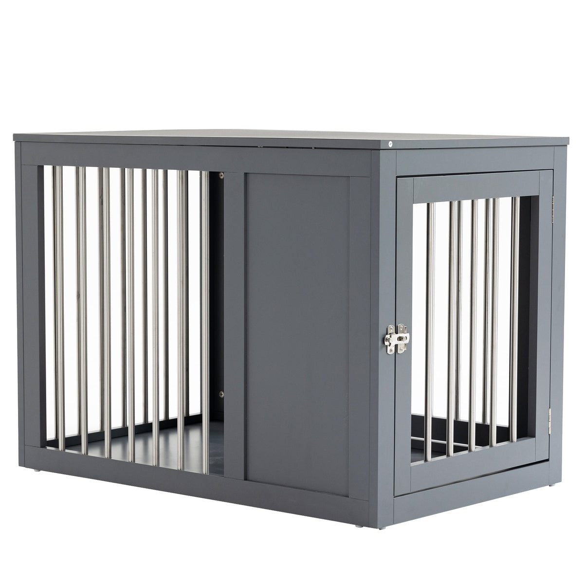 Furniture Style Indoor Dog Crate, End Table Pet Cage Kennel with Double Doors, and Locks, for Medium Dogs, Grey