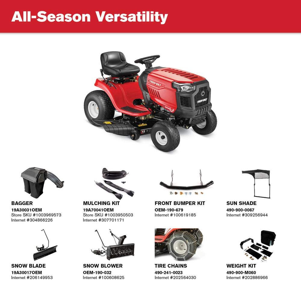 Troy Bilt Bronco 42 in 19 HP Briggs &amp; Stratton Automatic Drive Gas Riding Lawn Tractor with Mow in Reverse