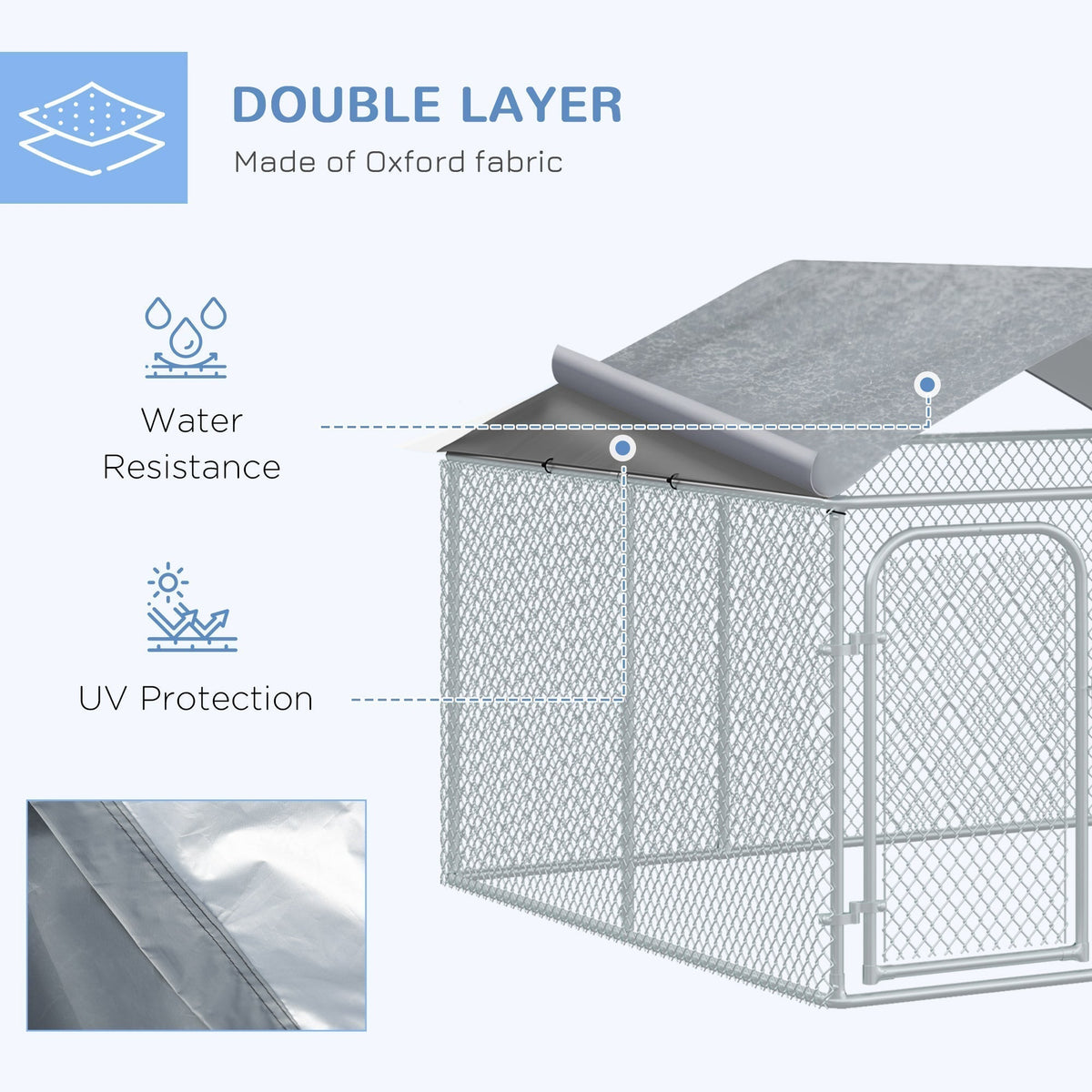 Dog Kennel Outdoor Heavy Duty Playpen with Galvanized Steel Secure Lock Mesh Sidewalls and Waterproof Cover for Backyard & Patio
