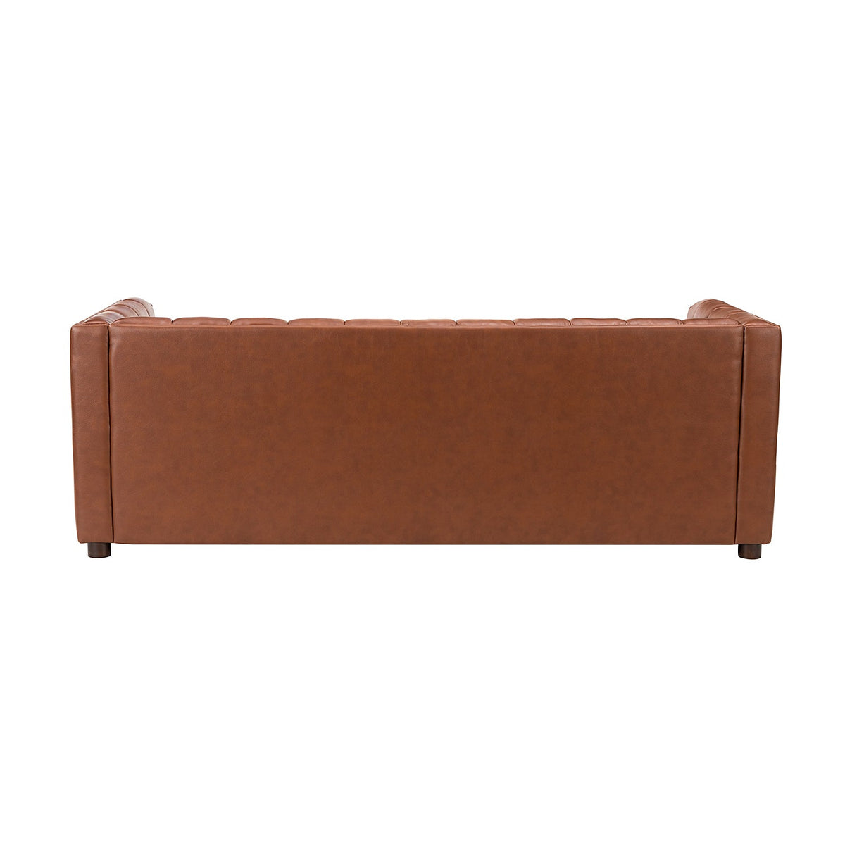 Ulysses Genuine Leather Sofa – Brown Channel-Tufted Luxury Sofa