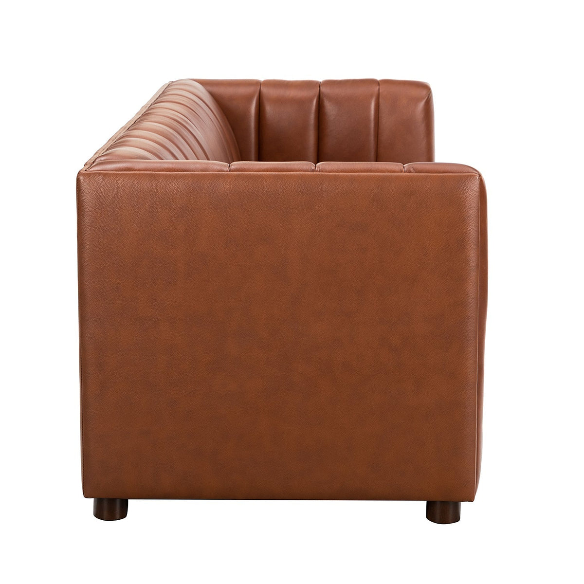 Ulysses Genuine Leather Sofa – Brown Channel-Tufted Luxury Sofa